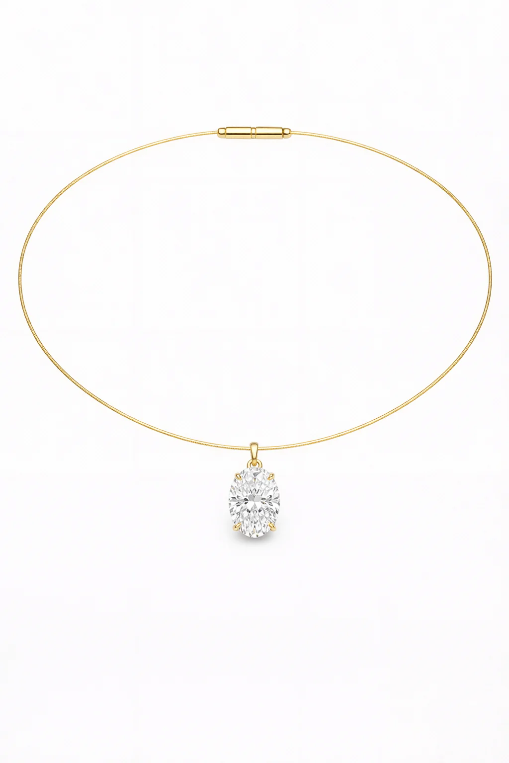 The Aura 2ct Oval Diamond Collar Necklace in 14K Yellow Gold
