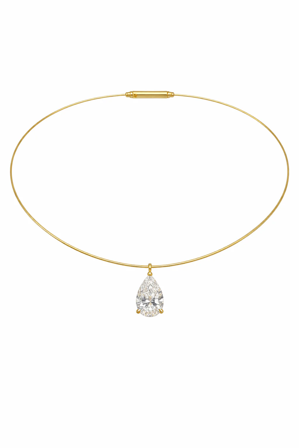 The Aura 2ct Pear Diamond Collar Necklace in 14K Yellow Gold